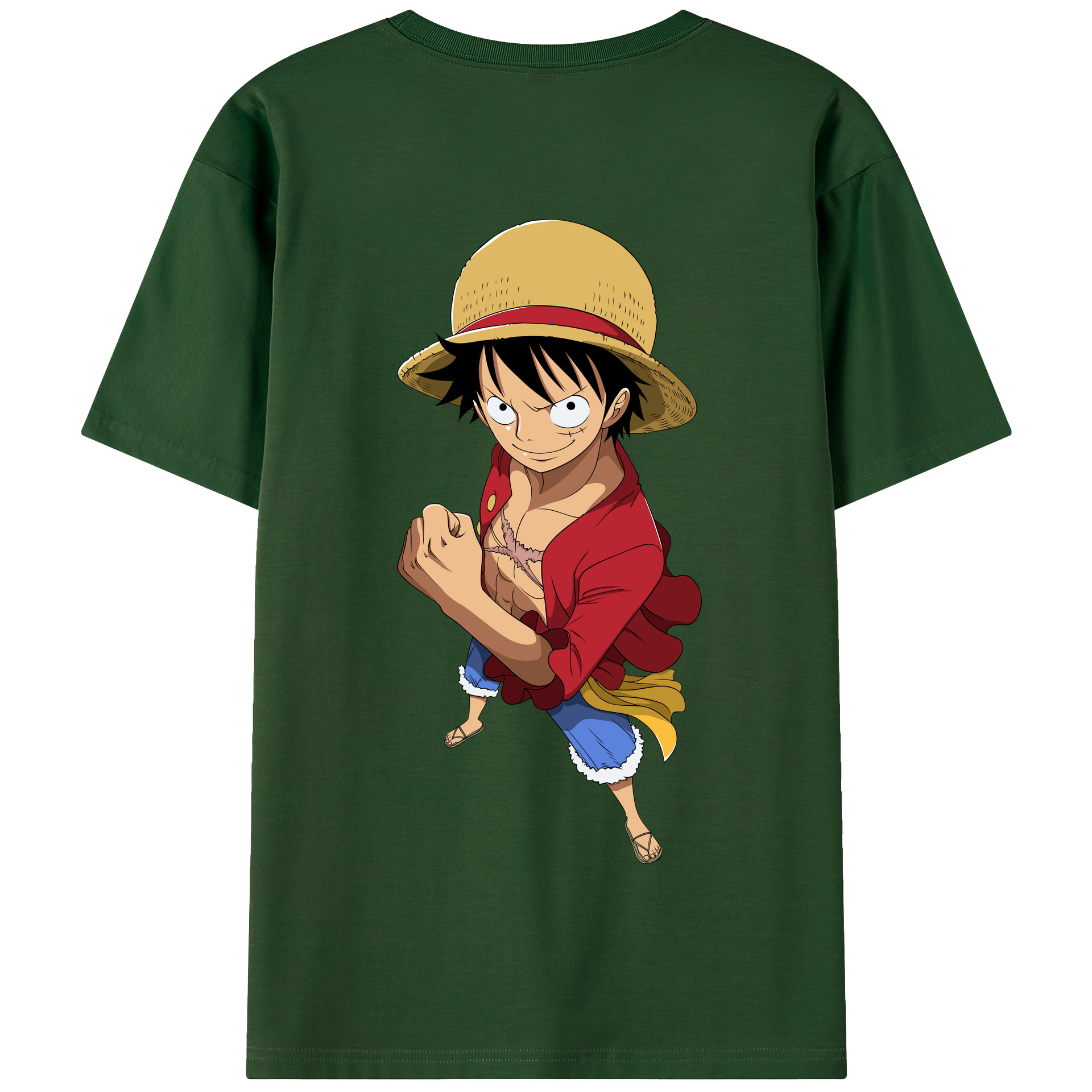 ワンピース モンキー・D・ルフィ ONE PIECE Monkey D. Luffy 綿100％半袖Tシャツ（背面プリント）